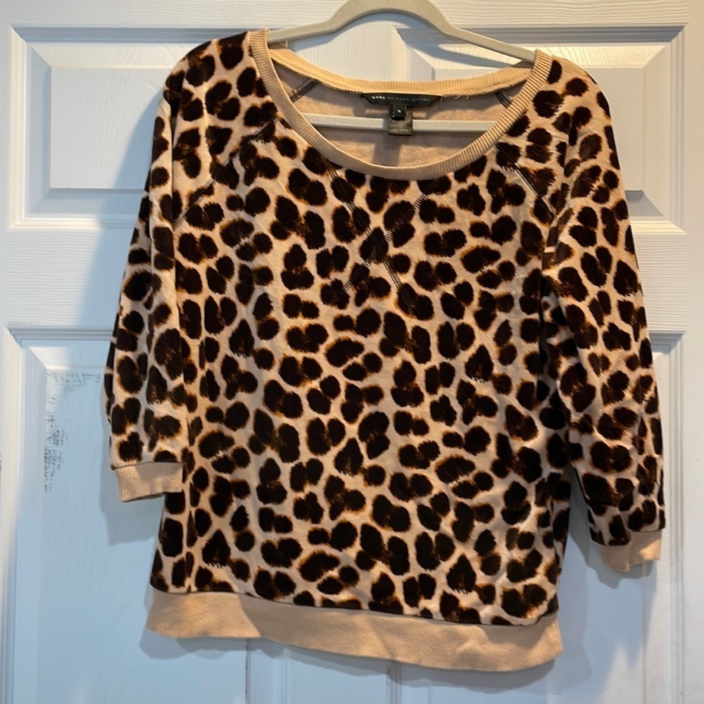Marc by Marc Jacobs Leopard Velour Sweatshirt Top S